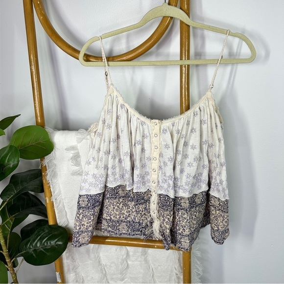 Free People White Boho Patterned Swing Top sz XS - Picture 1 of 4